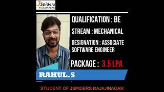JSPIDERS RAJAJINAGAR STUDENT | PLACED |RAHUL.S| FEEDBACK |  ASSOCIATE SOFTWARE ENGINEER