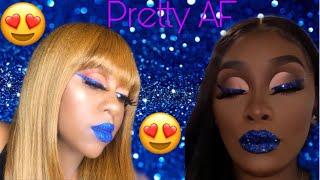 Tailor Made Jane Inspired VIRAL Makeup Look  || Blue Glitter Lips 