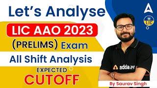 Let's Analyse LIC AAO (Prelims) Exam All Shift Analysis  Expected Cut Off