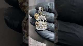 Lion with Crown Diamond Pendant