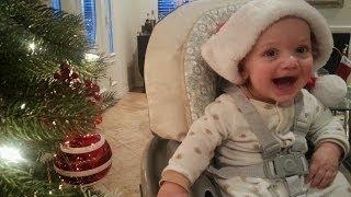 Cutest Baby Laughing By Christmas Tree