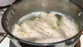 Highlight 0:25 - 5:25 from MRS. G  ADVENTURES is live! Poached Whiting Fillet for Breakfast!