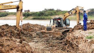 The Massive Strong Power Bulldozer Special Operation In Water Mud Pushing River Site Land Clearing