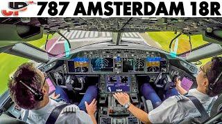 Piloting BOEING 787 onto Amsterdam Polderbaan | Cockpit Views