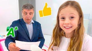 Nastya und die Geschichte für Kinder über die Bedeutung von Bildung und Schulbesuch