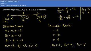 4. Show that the points (2, 3, 4), (– 1, – 2, 1), (5, 8, 7) are collinear.