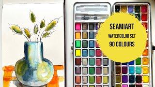 Seamiart Watercolor paint review | a beginner set with 90 colors