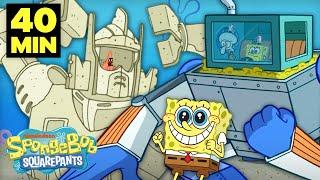 Best Robot Fights and Battles!  | 40 Minute Compilation | SpongeBob