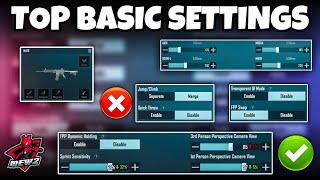 THESE BASIC SETTINGS WILL MAKE YOU PRO IN BGMIPUBGM (TIPS & TRICKS) | Mew2
