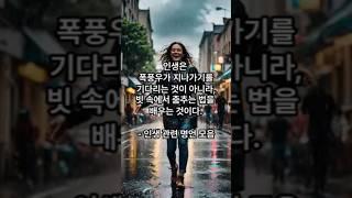 인생은 폭풍우가 지나가기를 기다리는 것이 아니라, 빗 속에서 춤추는 법을 배우는 것이다 ㅣ인생 관련 명언 모음  #인생철학 #명언 #동기부여