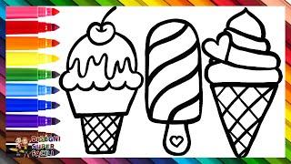 Disegnare e Colorare Gelati Arcobaleno ️ Disegni per Bambini