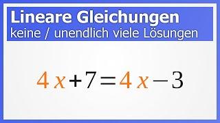 Lineare Gleichungen OHNE Lösung bzw. mit UNENDLICH VIELEN Lösungen | How to Mathe