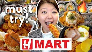 EATING LUNCH AT H-MART! Korean Supermarket HMART HOT FOODS Haul 