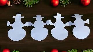 How to Cut Paper Garlands Snowman from One Sheet | Easy DIY Decoration Tutorial