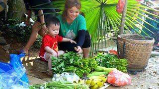 Daily life of a 20 year old single mother - Harvest vegetables and bring them to the market to sell