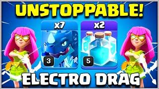 7 x Electro Dragon + 2 x Clone Spell = Super Archer Blimp | Unstoppable Th12 Attack