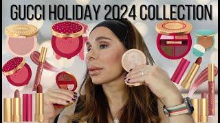 GUCCI Holiday 2024 Revealed! Festive Glow Quad & Intense Rubi Blush Review + Tutorial