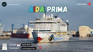 AIDA Prima mit 6-Fach Horn beim Auslaufen in Hamburg am 18. Mai 2024