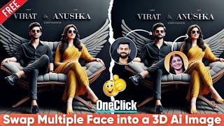 Swap Multiple Faces into 3D Ai Image tutorial||Add your face on Ai 3D images#editing #bing