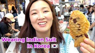 Wearing Indian Suit In Korea  | Myeongdong Shopping Street | Travel Vlog