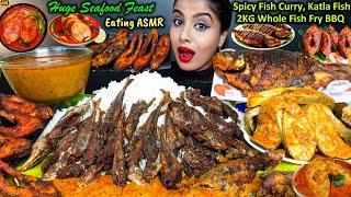 ASMR Eating Spicy Whole Fish Fry,Fish Curry,Rice,Dam Fish Fry Masala Big Bites ASMR Eating Mukbang