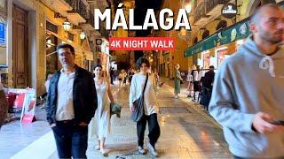 SPAIN  Málaga night walk   Centro Histórico 4K