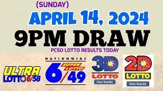 Lotto Result Today 9pm draw April 14, 2024 6/58 6/49 Swertres Ez2 PCSO#lotto