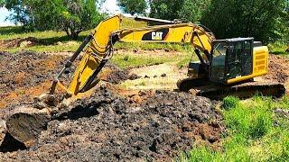 Digging DEEP With an Excavator While Avoiding Getting STUCK in DEEP MUD!! Farm Improvements 2023