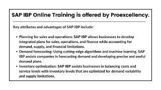 SAP IBP Online Training (Proexcellency)