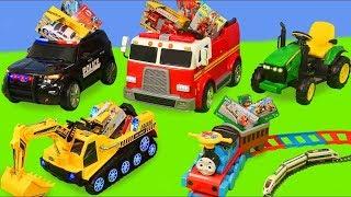 Excavator, Tractor, Fire Truck, Garbage Trucks & Police Cars Toy Vehicles for Kids