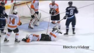 Luke Schenn gets a slapshot in the face . Apr 6, 2013