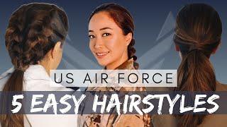 US Air Force 5 Easy Hairstyles | Ladies Hair Tutorial | Braids for Work