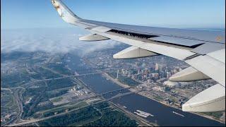 Frontier airlines A320 landing + gate arrival in Saint Louis ( STL ) * DOWNTOWN VIEWS*