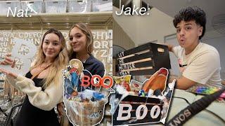 SURPRISING EACHOTHER WITH SPOOKY BASKETS | DIY basket, shopping, decorating *Unlimited budget