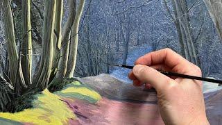 Painting Realistic Frosty Trees Made Easy | Step-by-Step Tutorial