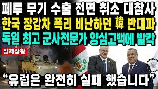 페루 무기 수출 전면 취소 대참사 한국 장갑차 폭리 비난하던 韓 반대파 독일 최고 군사전문가 양심고백에 발칵 “유럽은 완전히 실패 했습니다”