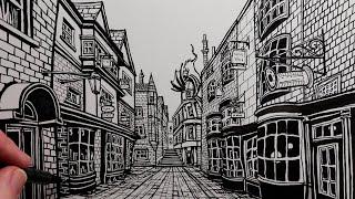 How to Draw Diagon Alley: Narrated Step-by-Step