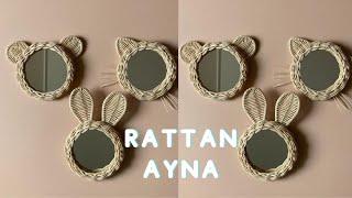 Rattan Tavşan Kulaklı Ayna Yapımı, Bambu Rattan Bunny Ayna, Kulaklı Ayna, Dekoratif Ayna Örgüsü, Diy