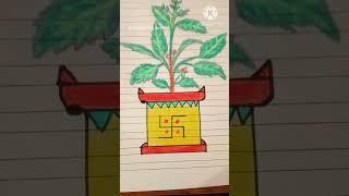 Tulsi plant drawing easy