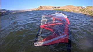 6/11/24 Windsurfing a 3.7m - 130 liter ridiculous “crazy combo” duck jibe Rufus Gorge