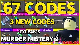 3 NEW CODES67 WORKING CODES for️MURDER MISTERY 2️  ZYLEAKS ️ New Update ️ Roblox 2024 ️