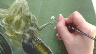 Drawing a mermaid under water | Acrylic Painting | Satisfying Art | Живопис акрилом | Русалка