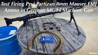 Test Firing Prvi Partizan 8mm Mauser FMJ Ammo in German MG34 Machine Gun @SGAmmo