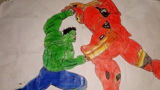 Drawing of Hulk vs hulk buster drawing by Harsh Atreya age 14