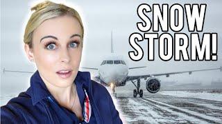 The REAL LIFE OF A FLIGHT ATTENDANT - Snow Storms & Cancellations!