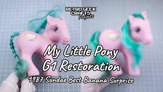1987 My Little Pony G1 Sundae Best Banana Surprise Vintage Toy Restoration - MLP Hasbro Rehairing