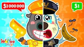 Rich vs Broke Cop  The Muffin Man Song (Policeman ver.)  Wolfoo Nursery Rhymes & Kids Songs