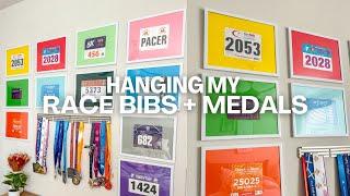 Hanging My Race Bibs + Medals | marathon runner medal display ‍️