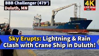 ️Sky Erupts: Lightning & Rain Clash with Crane Ship in Duluth!