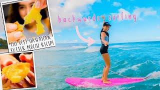 SURFING BACKWARDS AT BANZAI PIPELINE!! & BAKING THE BEST HAWAIIAN BUTTER MOCHI!!